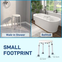 HOMCOM Bath Chair Shower Seat Safety Bathroom Elderly Aids Adjustable in White - thumbnail 6