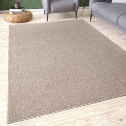 THE RUGS Flex Collection Solid Design Low Pile Living Room Rugs in Beige - Size: 120 cm x 170 cm - thumbnail 1