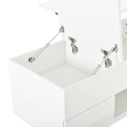 Merax High Gloss Lift-Top Coffee Table with Hidden Storage & LED in White - thumbnail 5