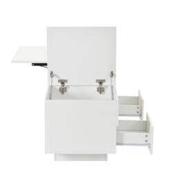 Merax High Gloss Lift-Top Coffee Table with Hidden Storage & LED in White - thumbnail 7