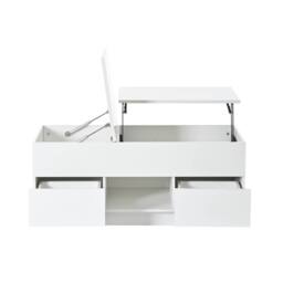Merax High Gloss Lift-Top Coffee Table with Hidden Storage & LED in White - thumbnail 4