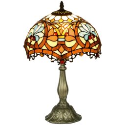 HOMCOM Handmade Stained Glass Table Lamp Bedside Lamp for Bedroom Living Room in Blue - thumbnail 2