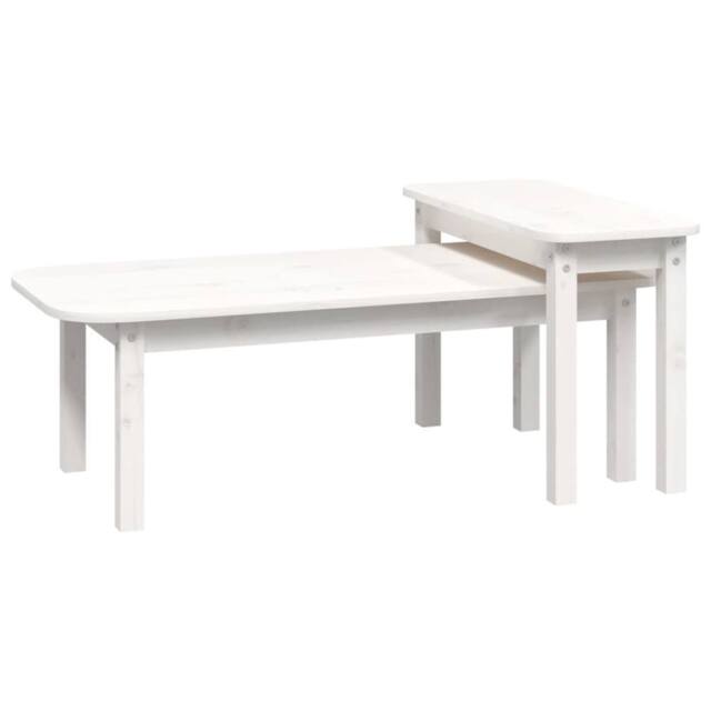 Berkfield Home 2 Piece Coffee Table Set White Solid Wood Pine - image 1