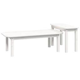 Berkfield Home 2 Piece Coffee Table Set White Solid Wood Pine - thumbnail 5