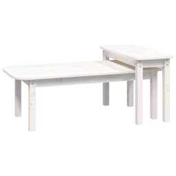 Berkfield Home 2 Piece Coffee Table Set White Solid Wood Pine - thumbnail 1