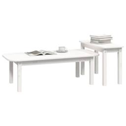 Berkfield Home 2 Piece Coffee Table Set White Solid Wood Pine - thumbnail 4