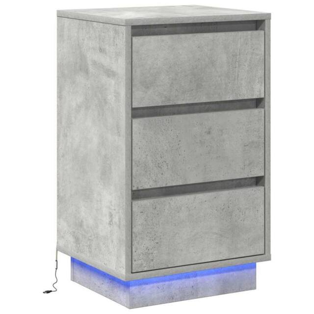 Berkfield Home Bedside Cabinet with LED Concrete Grey 39x34.5x65 cm Engineered Wood - image 1
