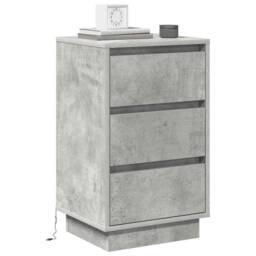Berkfield Home Bedside Cabinet with LED Concrete Grey 39x34.5x65 cm Engineered Wood - thumbnail 3