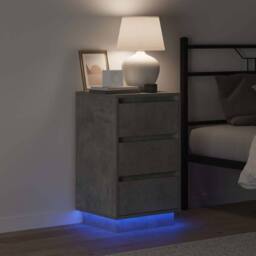 Berkfield Home Bedside Cabinet with LED Concrete Grey 39x34.5x65 cm Engineered Wood - thumbnail 4