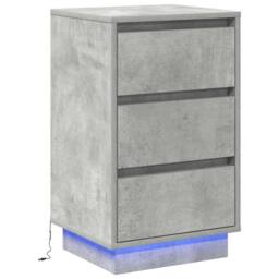 Berkfield Home Bedside Cabinet with LED Concrete Grey 39x34.5x65 cm Engineered Wood - thumbnail 1