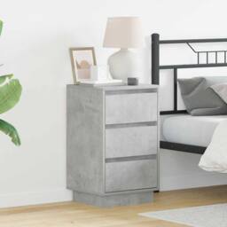Berkfield Home Bedside Cabinet with LED Concrete Grey 39x34.5x65 cm Engineered Wood - thumbnail 2