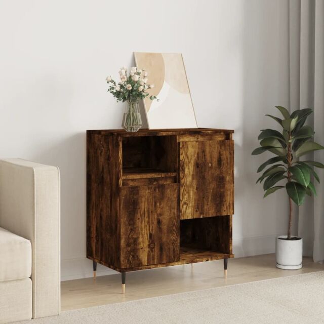 Berkfield Home Sideboard Smoked Oak 60x35x70 cm Engineered Wood in Brown - Size: 60 x 35 x 70 cm - image 1