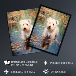 "Artery8 West Highland Terrier Autumn Lake Walk Claude Monet Style Dog Oil Painting Extra Large XL Unframed Wall Art Poster Print - Size: W24"" x H32""" - thumbnail 2