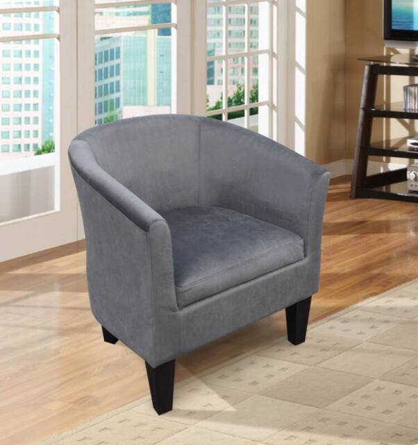 Comfy Living Ltd Brushed Velvet Tub Chair in Grey - image 1