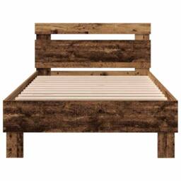 Berkfield Home Bed Frame with LED Lights Old Wood 75x190 cm Engineered Wood in Brown - thumbnail 5