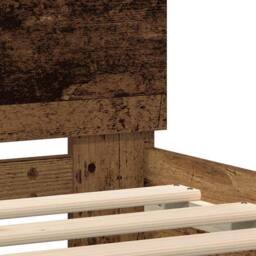 Berkfield Home Bed Frame with LED Lights Old Wood 75x190 cm Engineered Wood in Brown - thumbnail 9