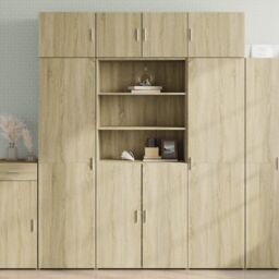 Berkfield Home Storage Cabinet Sonoma Oak 80x42.5x225 cm Engineered Wood in Brown - thumbnail 1