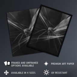 "Artery8 Spider Black White Abstract Cubist Web Threads Wall Art Print - Size: W24"" x H32""" - thumbnail 2