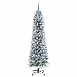 Berkfield Home Stunning Artificial Christmas Tree with 300 LEDs Green & white - thumbnail 4
