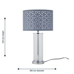 First Choice Lighting Aura - Chrome Table Lamp with Grey Cut Out Shade in Silver - thumbnail 8