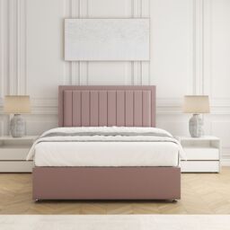 "BSSPOKE Zarah Divan Bed Set Plush Velvet 24"" Headboard No Drawers No Mattress in Pink - Size: Double" - thumbnail 2