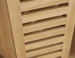 Home Source Oslo 3 Door Shoe Storage Cabinet Unit Cupboard Slatted Doors in Light Oak - thumbnail 4