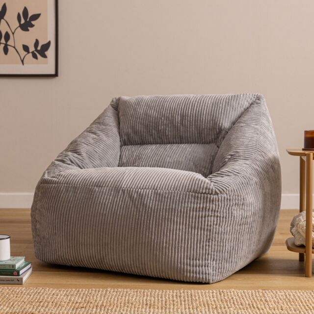 icon Natalia Jumbo Corduroy Bean Bag Armchair in Light Grey - image 1