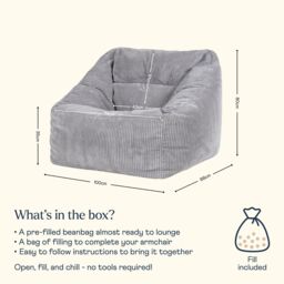 icon Natalia Jumbo Corduroy Bean Bag Armchair in Light Grey - thumbnail 6