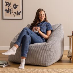 icon Natalia Jumbo Corduroy Bean Bag Armchair in Light Grey - thumbnail 2