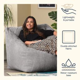 icon Natalia Jumbo Corduroy Bean Bag Armchair in Light Grey - thumbnail 4