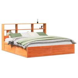 Berkfield Home Bed Frame without Mattress Wax Brown 200x200 cm Solid Wood Pine - thumbnail 1