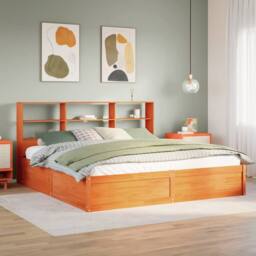 Berkfield Home Bed Frame without Mattress Wax Brown 200x200 cm Solid Wood Pine - thumbnail 2