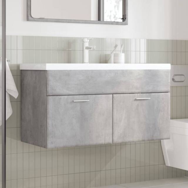 Berkfield Home Stylish Bathroom Sink Cabinet with Built-in Basin Concrete Grey - image 1
