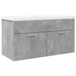 Berkfield Home Stylish Bathroom Sink Cabinet with Built-in Basin Concrete Grey - thumbnail 3