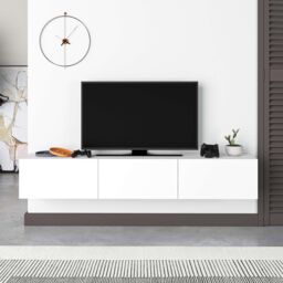 Decortie 'Francy' Wall Mounted Floating TV Unit 180cm for 55 Inch TVs in White - Size: 2 Pack