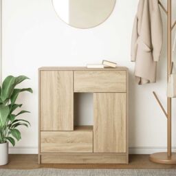 Berkfield Home Sideboard with Drawers & Doors Sonoma Oak 70.5x34x74.5 cm in Brown - thumbnail 3