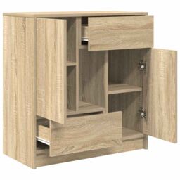Berkfield Home Sideboard with Drawers & Doors Sonoma Oak 70.5x34x74.5 cm in Brown - thumbnail 5