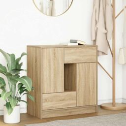 Berkfield Home Sideboard with Drawers & Doors Sonoma Oak 70.5x34x74.5 cm in Brown - thumbnail 1