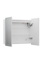 Living and Home Double-Door Bathroom Mirror Cabinet with LED Lighting in Silver - thumbnail 8