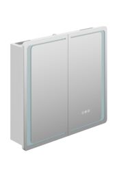Living and Home Double-Door Bathroom Mirror Cabinet with LED Lighting in Silver - thumbnail 7