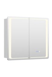 Living and Home Double-Door Bathroom Mirror Cabinet with LED Lighting in Silver - thumbnail 5