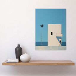 "Artery8 Wall Art Print Single Palm Tree By Amy Denver Minimalist Soft Pastel Blue Minimalism Simple Modern Artwork Poster - Size: W24"" x H32""" - thumbnail 4