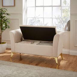 GFW Pettine Velvet Storage Ottoman Bench in Natural - thumbnail 2