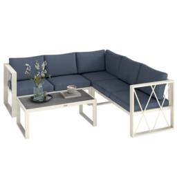 OUTSUNNY 5 Seater Sectional Outdoor Sofa Set with Loveseats for Garden Grey - thumbnail 2
