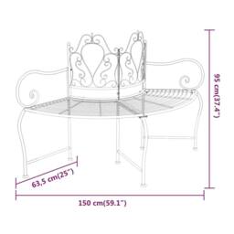 Berkfield Home Tree Bench 150 cm Black Steel - thumbnail 6