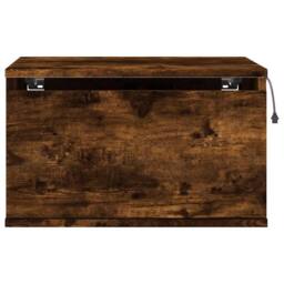 Berkfield Home Durable Wall-mounted Bedside Cabinets with LED Lights 2 pcs Smoked Oak in Brown - thumbnail 8
