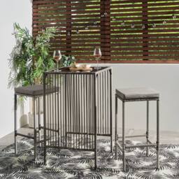 OHS Amalfi Bistro Set Outdoor Table Bar Stool Chair Garden Patio Furniture in Grey - thumbnail 1