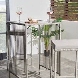 OHS Amalfi Bistro Set Outdoor Table Bar Stool Chair Garden Patio Furniture in Grey - thumbnail 3