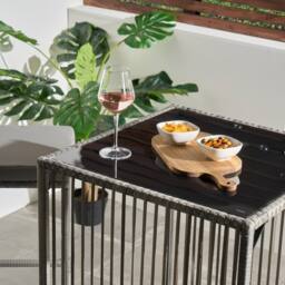 OHS Amalfi Bistro Set Outdoor Table Bar Stool Chair Garden Patio Furniture in Grey - thumbnail 2