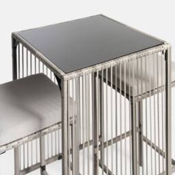 OHS Amalfi Bistro Set Outdoor Table Bar Stool Chair Garden Patio Furniture in Grey - thumbnail 5